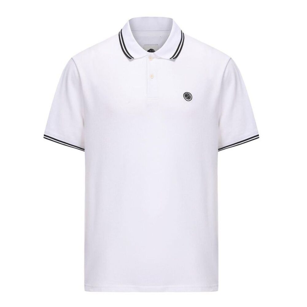 Pretty Green Mens Barton Short-Sleeved Polo Shirt / White
